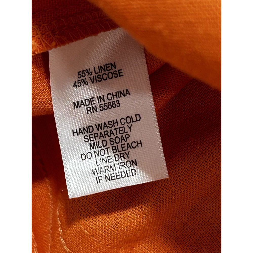 NEW For Cynthia Women's XL Sleeveless Dress w/ Pockets Orange Linen Blend Dress - Picture 7 of 13